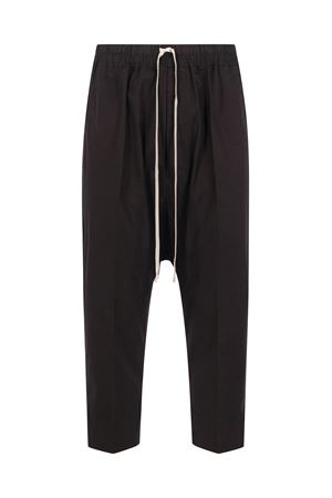Black cotton cropped trousers RICK OWENS | RU01F2381P09